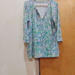 Lilly Pulitzer Pink and Blue Floral Blouse